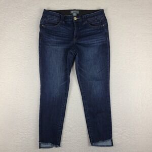 Democracy Jeans Womens 14 Blue Ab Technology Skinny Fray Dark Wash Denim